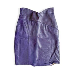 Vintage Purple Leather Pencil Skirt